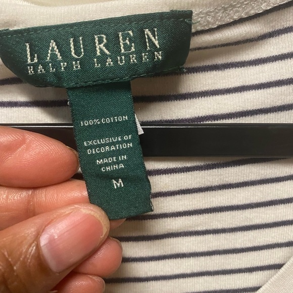 Lauren  Ralph Lauren Women's
Interlock Short sleeve 3/4 button stripes - Picture 6 of 7